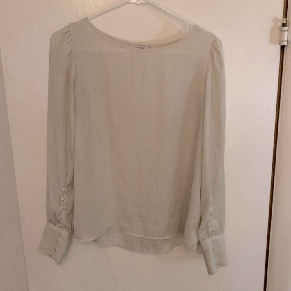 Cream, Button detail, long sleeve blouse